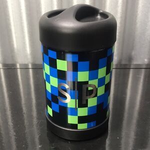 Pottery barn teen hot cold container navy deco medallion